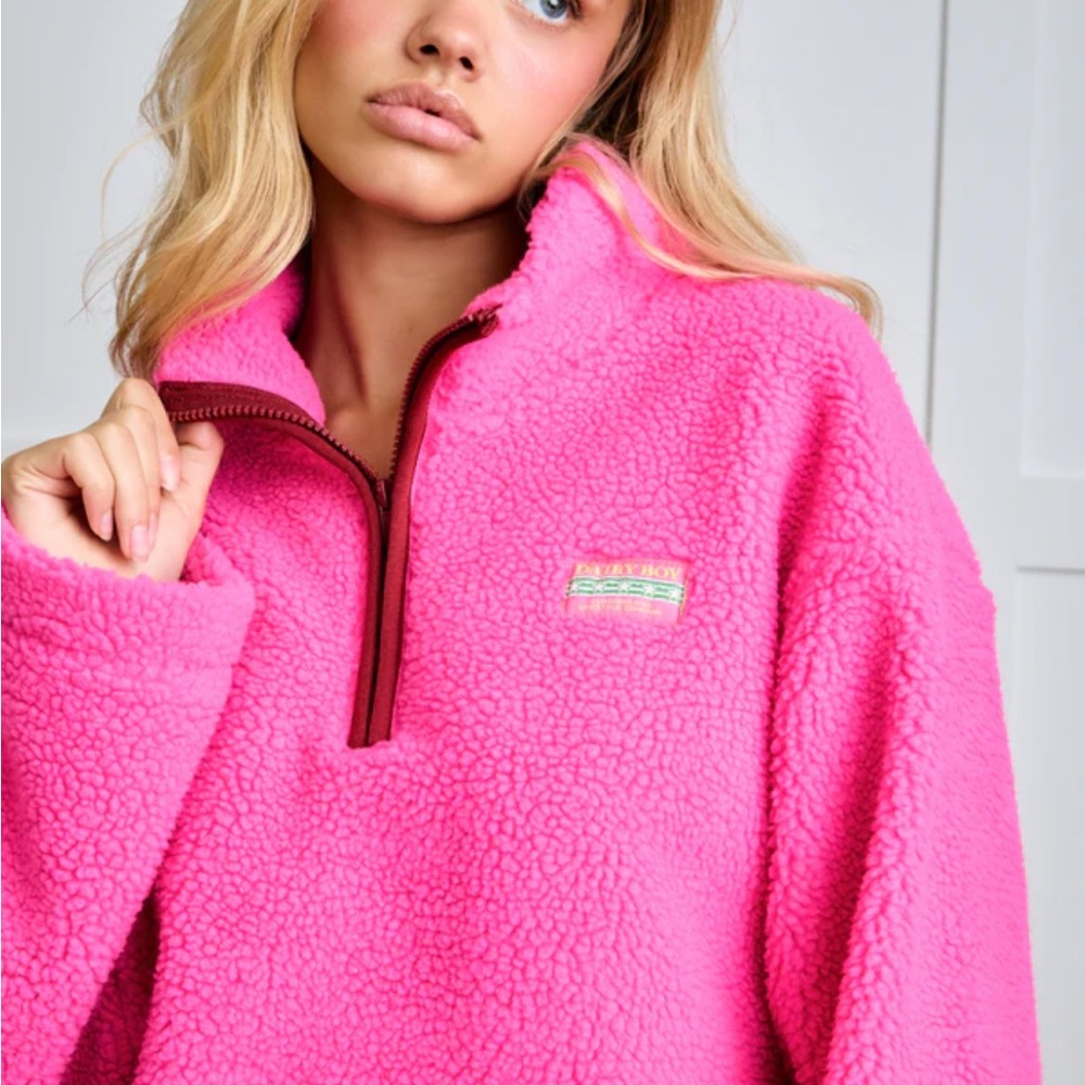 Cozy Pink Fleece Quarter-Zip Sweatshirt
